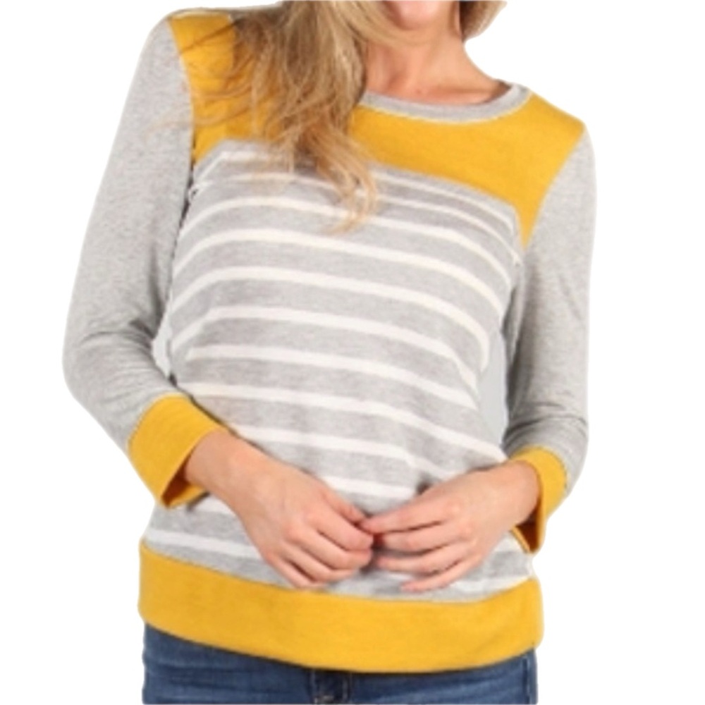 P.S. Kate Colorblock Stripe Top 3/4 Sleeve Casual Knit Tunic Blouse Women's‎